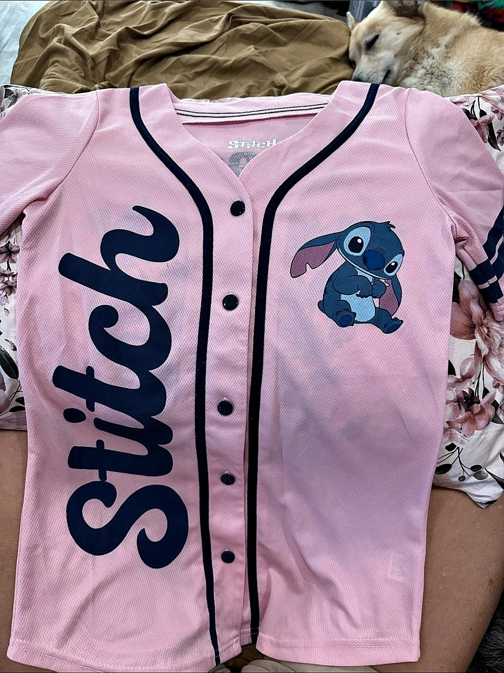 Disney new Stitch Pink Baseball Jersey Girls Small